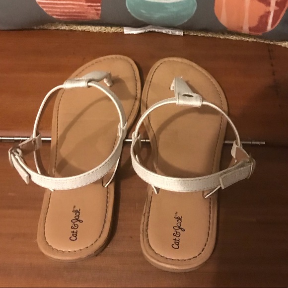 Near new Cat & Jack white sparkle sandals - Picture 6 of 7